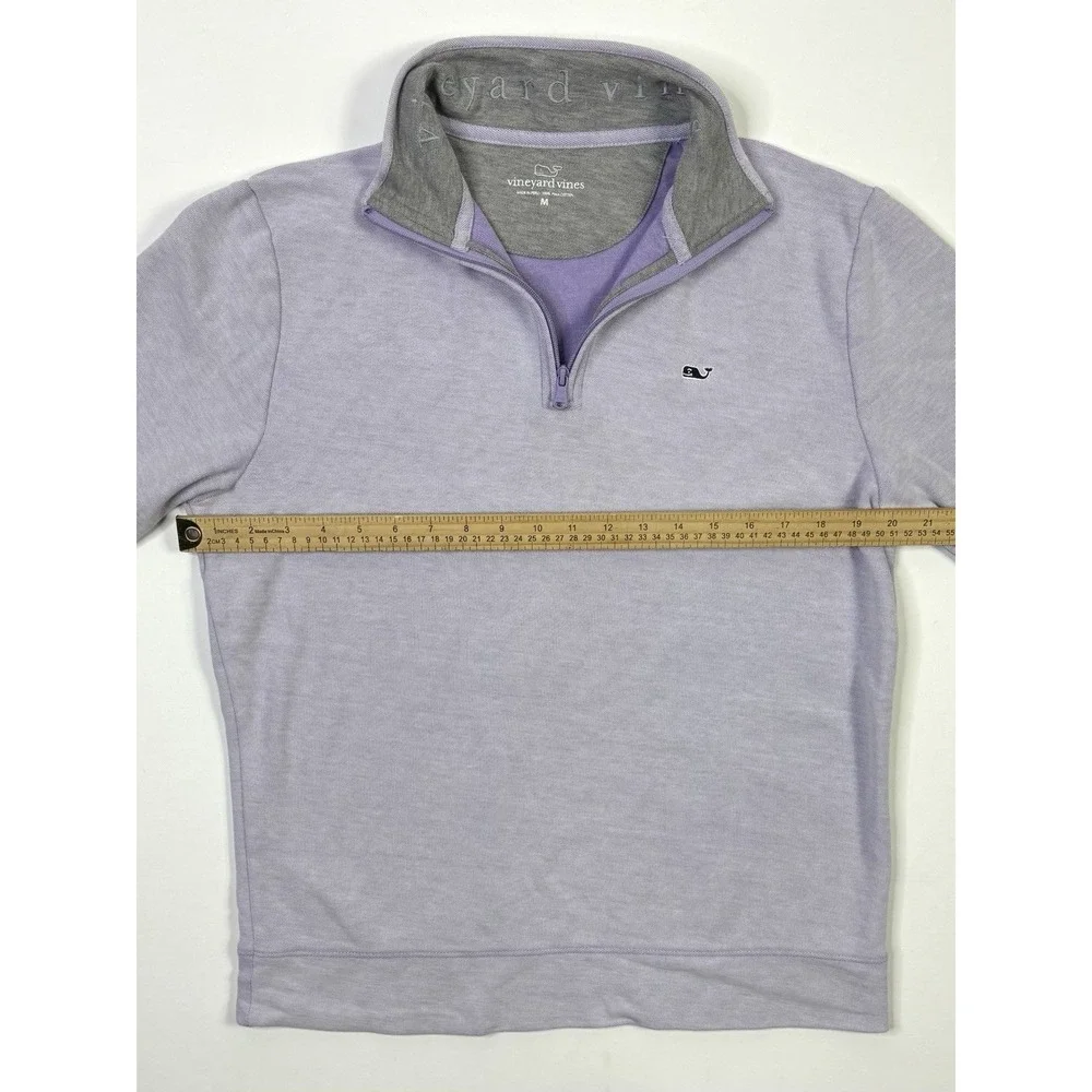 Vineyard Vines Sweater Men's Medium 1/4 Zip Pullover Lavender Purple Pima Cotton